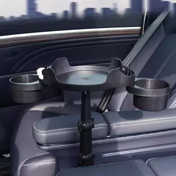 Car Cup Holder Tray 360° Rotating Cup Holder Expander With Food Table Tray Drink Holder Road Trip Necessities Car Accessories чёрный