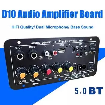 Автомобильный усилитель Bluetooth D10, плата AUX TF, USB 30-120 Вт для 4 Ом, 40 Вт, динамик 110 В, 220 В, 12 В, 24 В, сабвуфер, аудиоусилитель, плата CN