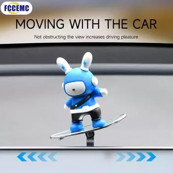 Car Display Screen Sliding Skateboard Ornaments Silent Sliding Driving Cute Doll Car Dashboard Decoration For Tesla Model 3 Y синий