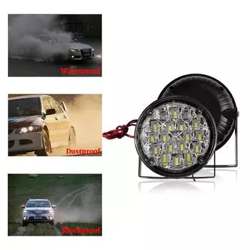 Car DRL Daytime Running Light Fog Lights Lamp DRL Fog Lamp 2pcs 18 LED Round 12V 6500K Super Bright