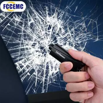 Car Emergency Safety Hammer Glass Window Breaker Seat Belt Escape Cutter Key Chain Knife Life Saving Tool For Vehicles красный
