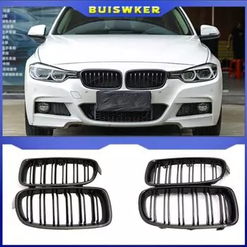 Car Front Grille Racing Front Sport Grill Gloss Black Double Slat Kidney Grille For BMW 3-Series F30 F31 F35 2011-2019