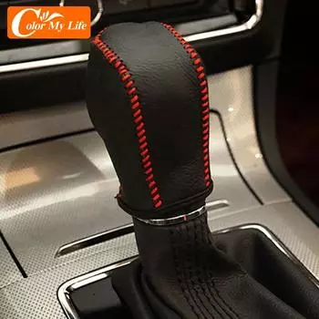 Car Gear Shift Collars for MG ZS MG6 MG3 RX5 AT Shift Knob Cover Leather Auto Car-styling Center Interior Accessories Decoration Black Line