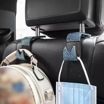 Автомобильная вешалка Bling S Универсальная Стразы Форма автомобиля Крючок для спинки сиденья Салон автомобиля белый