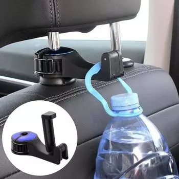 Подголовник автомобиля Скрытый крючок Вращение на 360 градусов Простая установка Регулируемая вешалка Задний крючок Ячейка чёрный