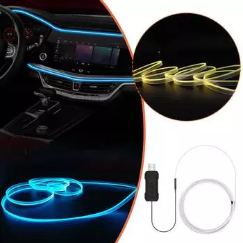 Car Interior RGB Atmosphere Light Ambient LED Light Lamp Fiber Optic Atmosphere Strip Control Decor APP USB D8H9
