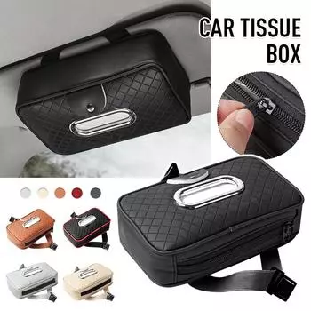 Car Leather Tissue Box Multi Car Visor Tissue Bag Eyeglass Clip Car Accessories Organizer Armrest Seat Back Tissue Boxes Holder