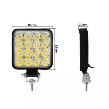 Автомобильный светодиодный рабочий фонарь Mini 16Smd круглый квадратный рабочий фонарь 12 В автоматический противотуманный фонарь для бездорожья для внедорожника Atv фара белый