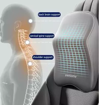 Car Lumbar Back Support Headrest Neck Pillow Memory Foam Lumbar Pillow Universal Soft Neck Pillows Cushion Car Supplies