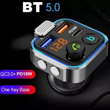 Car MP3 Player Fm Transmitter Wireless Bluetooth Digital Charger Accessories Display Adapter Automotive Fast Car F4O1 чёрный