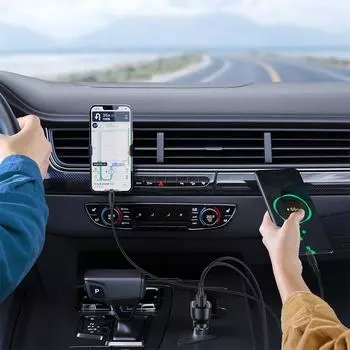 Car Phone Charger Multi-interface Portable 45w Black Car Supplies Mobile Phone Fast Charging Multifunctional Durable Car Charger