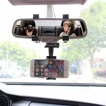 Car Phone Holder Car Rearview Mirror Mount Phone Holder 360 Degrees For iPhone 11 Samsung GPS Smartphone Stand Universal чёрный