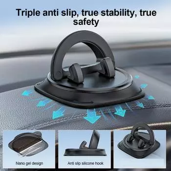 Car Phone Holder Dashboard Sticking Universal 360 Degree Rotate Stand Bracket for iPhone Samsung Xiaomi Huawei Car Accessories чёрный