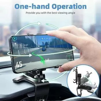 Car Phone Holder Rotatable Smartphone Bracket GPS Support Bracket Mirror Mount Mobile Phone Mount for Xiaomi iPhone Huawei чёрный