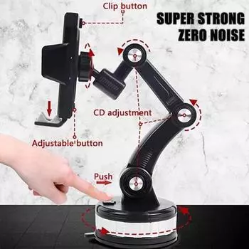 Car Phone Mount Long Arm Windshield Suction Cup Sucker Phone Mobile Car For IPhone Supp J5D1 silver-One-size
