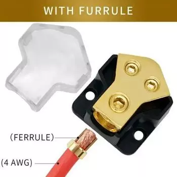 Car Power Distributor Block 2 Way Copper Auto Audio Power Ground Spliter 0/4gauge For Car Aud WH Distribution Connector CHINA