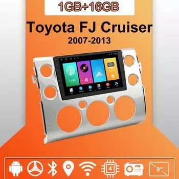 Автомобильное радио Android Auto Carplay для Toyota FJ Cruiser 2007-2013, мультимедийный проигрыватель, головное устройство, стерео, GPS-навигация, BT, WIFI 1+16 ГБ 1+16GB