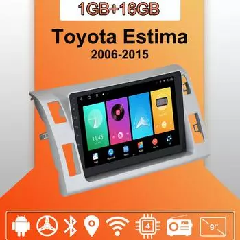 Автомобильное радио Android Auto Carplay для Toyota Estima 2006-2015, мультимедийный проигрыватель, головное устройство, стерео, GPS-навигация, BT, WIFI 1+16 ГБ 1+16GB