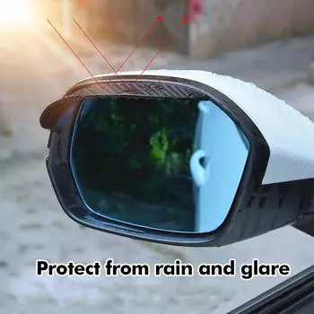 Car Rearview Mirror Rain Eyebrow Carbon Fiber Sun Visor Exterior Accessories Rain Auto Mirror чёрный
