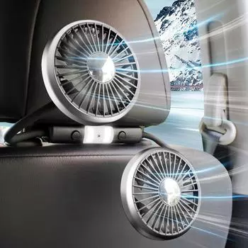 Car Seat Back Cooling Fan USB Charge Dual Head Fan 360 Degree Rotation 3-speed Neck Cooler for Summer Car Accessories