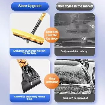Car Snow Removal Shovel Snow Ice Scraper Snow Brush Shovel Snow Removal Brush Car Windshield Cleaning Scraping Tool Winter Tool чёрный