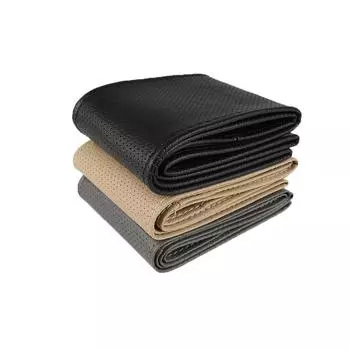 Car Steering Wheel Cover Needles And Braid Thread Artificial Leather Car Covers Suite DIY Texture Soft Auto Accessories чёрный