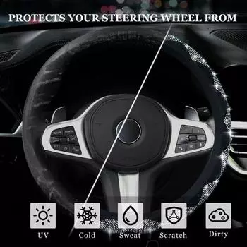 Car Steering Wheel Cover Universal Bling Diamond Rhinestones Non-slip Breathable Steering Wheel Protector For Women Girls X4w9 красный