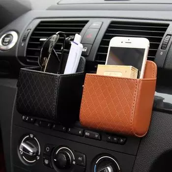 Car Storage Bag Air Vent Dashboard Tidy Hanging Storage Organizer Box Glasses Phone Holder Storage Organizer Car Accessories бежевый
