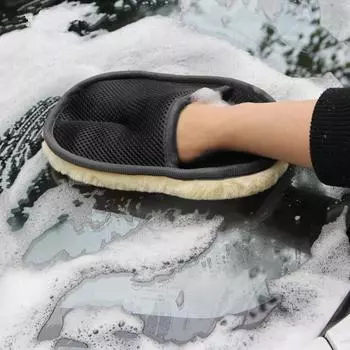 Car Styling Wool Soft Car Washing Gloves Cleaning Brush Motorcycle Washer Care Products чёрный