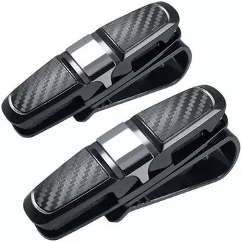 Car Sun Visor Glasses Holder, Car Sun Visor with Ticket Card Clip 2pcs Silver FG-glasses_holder_2