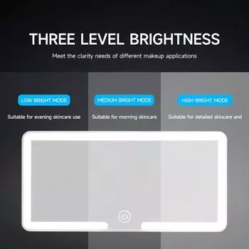 Car Sun Visor Vanity HD Mirror With LED Ultra Thin Three Gear Adjustment Car Interior Female Cosmetic Makeup Mirror For Women чёрный