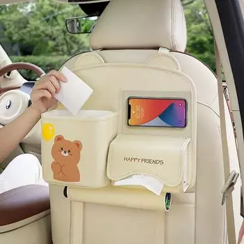 Car Tissue Box Creative Trash Can Premium Sense Hanging Seat Back Bag Drawer Box Stowing Tidying Car Accessories Interior