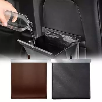 Car Trash Bag Waterproof Auto Backseat Hanging Garbage Bin Storage Bucket for Car Seat Back Organizer Storage Bag for TeslaY X коричневый