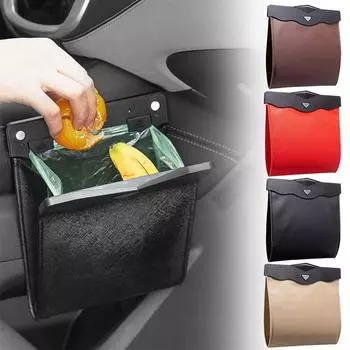 Car trash can front Hanging trash can Foldable large car bag car interior waterproof garbage storage passenger supplies cap D7U6 чёрный