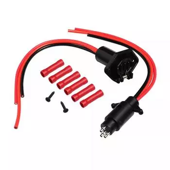 Car Trolling Motor Plug & Socket Set 12-24V 3-Wire Replacement For Marine Boat