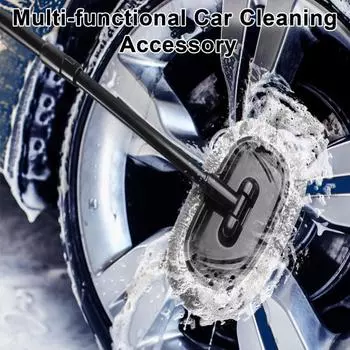 Car Wash Mop with Retractable Handle for SUV RV Cleaning Adjustable Aluminum Alloy Rod