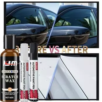 Car Wax for Scratch Repair, With Scratch Pen Repair, Sponge, Polishing Scratch Remover Anti Scratch Care Agent Polish for Car St