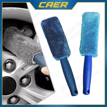 Car Wheel Wash Brush Portable Microfiber Tire Rim with Plastic Handle Auto Trunk Motorcycle Detailing Cleaning Tool Accessories серый