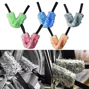 Car Wheel Wash Towel Brush Double-sided Cleaning Towel \Microfiber Coral Plush Wheel Pull Belt Brush Hub Detail Towel Brush красный