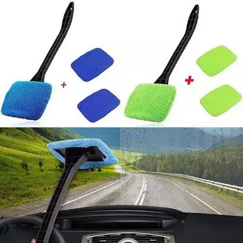 Car Windshield Cleaning Brush Kit Car Window Wiper Home Glass Defogging Dust Towel with Long Handle Cleaner Brush Washing Tool