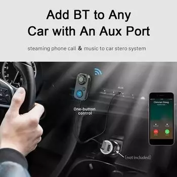 Автомобильный беспроводной Bluetooth-совместимый приемник 5.0, автоматический передатчик в BT, звонок, микрофон 3,5 мм, аудио, бесплатный встроенный USB Aux Hands H1U2 чёрный