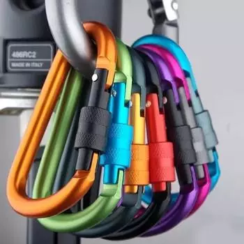 Carabiner Clips with Screw Gate 4Pcs Carabiners Hiking Clips with 7.5mm Diameter Aluminum Rod EDC Outdoor Camping Equipment Hook 1 PCS