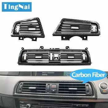 Carbon Fiber Chrome Front Rear Air Conditioning AC Vent Grille Outlet Cover For BMW 5 Series F10 520 521 523 525 528 530 LHD Left