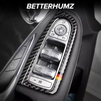 Углеродное волокно для Mercedes Benz W205 C Class GLC X253 Окно автомобиля Панель управления Отделка Кнопка Рамка Наклейки Интерьер B