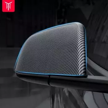 Carbon Fiber Paste Side Door Mirror Cover For Tesla Model 3 Model Y 2022 2021 Auto Exterior Accessories Sides Rearview Cover Y Paint Black