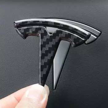 Carbon Fiber Pattern for Tesla Model 3 Y Auto Logos Steering Wheel Patch Decoration Modified Accessories Head Tail Model 3