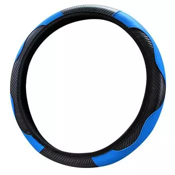 Carbon Fiber Protector Elastic Car Steering Wheel Sleeve Auto Decoration Parts синий