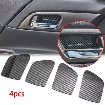Carbon Fiber Style Inner Door Handle Bowl Cover Trims For Honda Accord 2013-2017