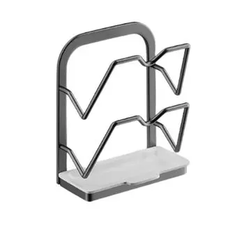Carbon Steel Pot Lid Organizer Rack Sturdy Cutting Board Holder Wall-Mounted Grey-2 layers