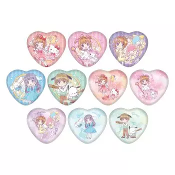 Cardcaptor Sakura x Sanrio Персонажи 01 Голограмма Сердце Банка Значок Коробка из 10 [Иллюстрация Коллаборации]